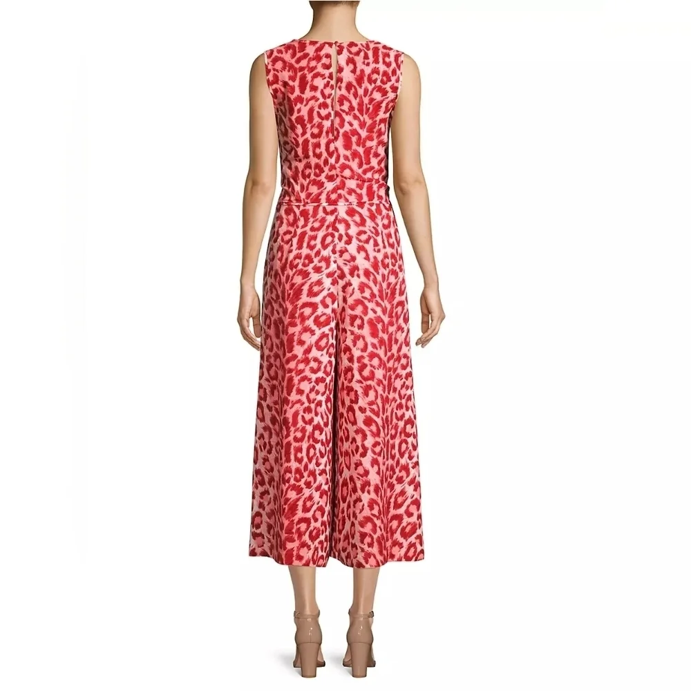 NWT Kate Spade Panthera Jumper in Soft Coral Leopard Tie Waist Jumpsuit XXS